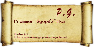 Prommer Gyopárka névjegykártya